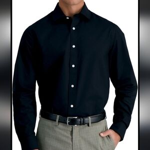 Haggar Dress Shirt Mens Sz 18-18.5 Classic Fit Comfort Collar Long Sleeve BlacH1